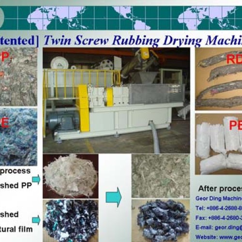 Twin screw rubbing drying machine